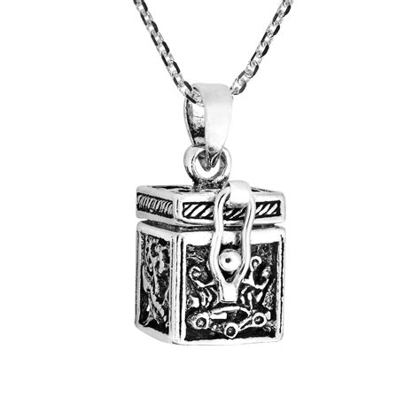 antique small ethnic metal prayer box necklace|Prayer Box Pendant .